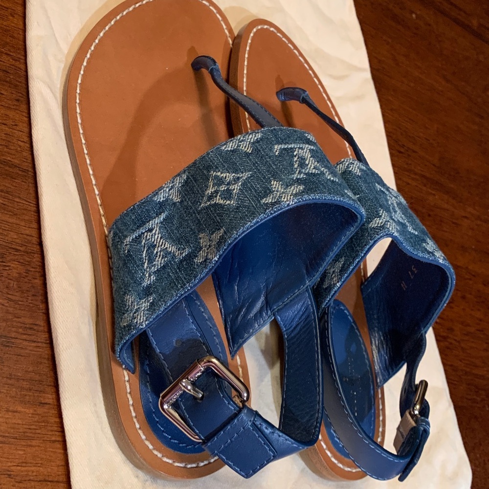 Rare brand new authentic denim collection Louis Vuitton sandals size 37 ( US 7) - Picture 5 of 17